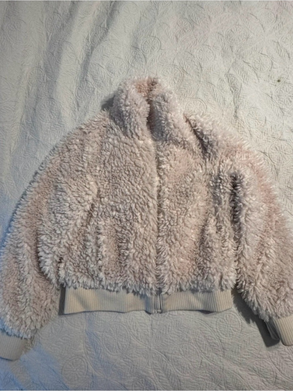 Zara Faux Shearling Zip Up Bomber Jacket Cream
XS